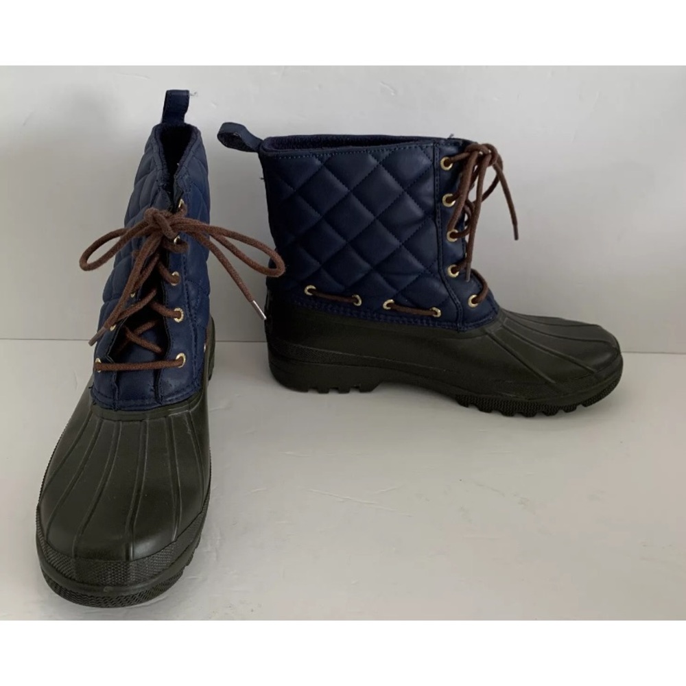 Sperry Quilted Navy Blue Rubber Waterproof Boots size 9 Excellent RARE HTF